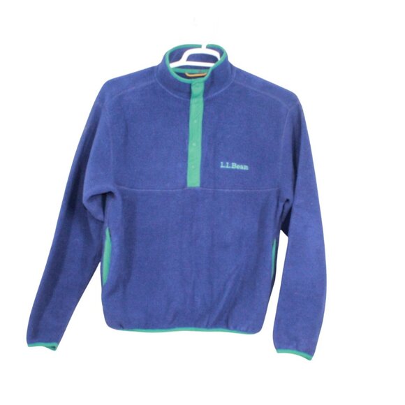 LL Bean Beans Classic Snap Fleece Pullover Sweater Night Size Small - Picture 1 of 9